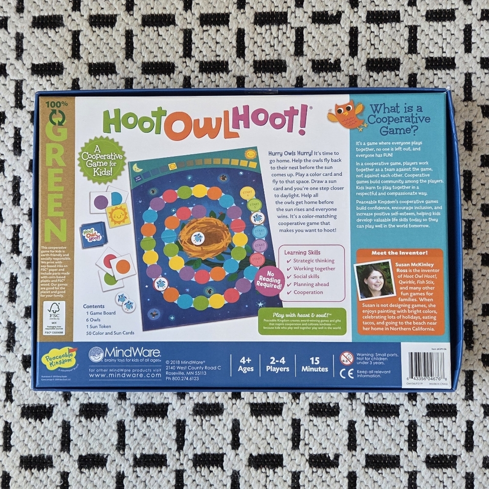 Hoot Owl Hoot Peaceable Kingdom Cooperative Board Game. Ages 4+ - Picture 5 of 5